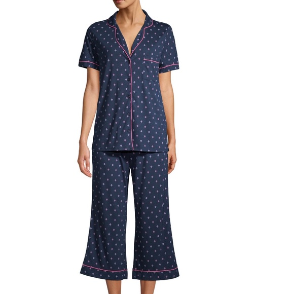 Traditional Short Sleeve Notch Collar Pajama Set - Picture 3 of 5